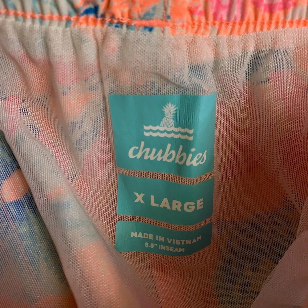 Chubbies The Lion With Stripes Swim Trunk Mens XL Peach Floral 5.5